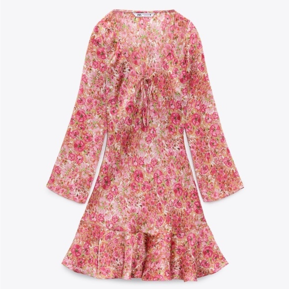 Zara Floral Pink Long Sleeve Dress